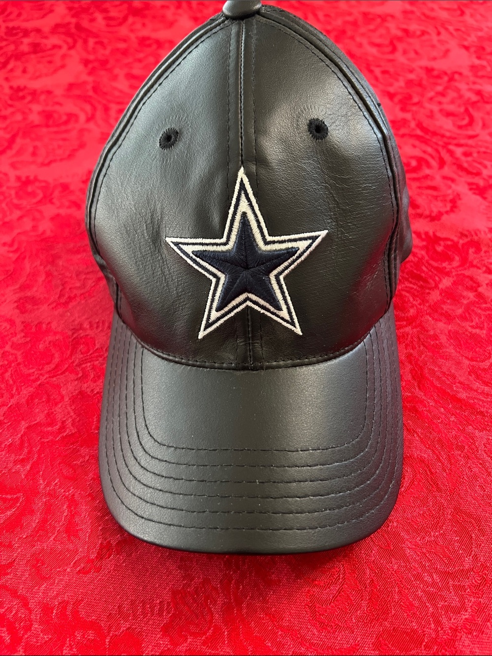 Dallas Cowboys Reebok Leather Adjustable Hat Black Embroidered Star Cap